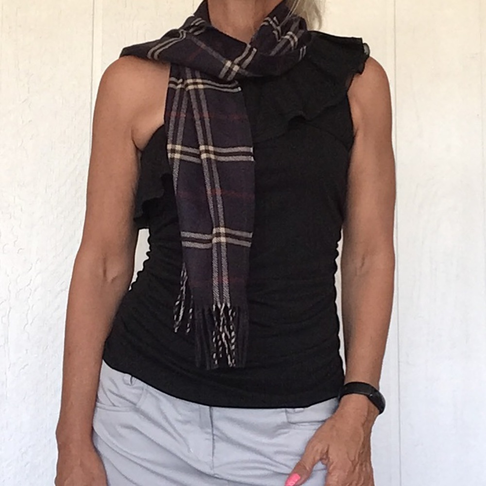 TARTAN PLAID NAVY BLUE SCARF UNISEX